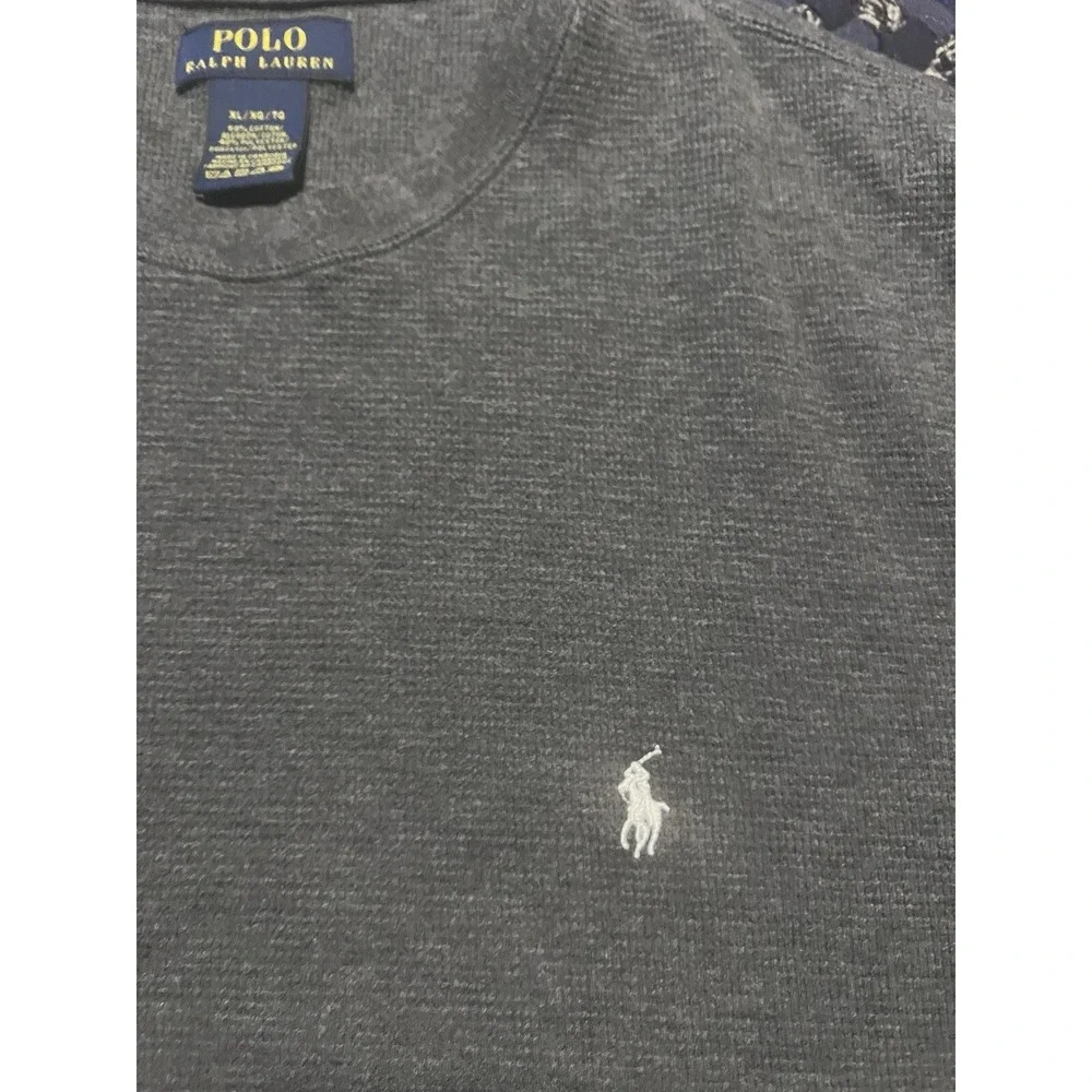 Polo Ralph Lauren Men's‎ Gray Thermal Crew Neck Size Extra Large Long Sleeve
